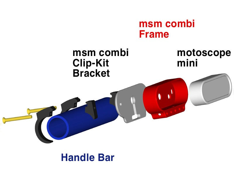 Handlebar Clip Kit & Bracket for motoscope mini Combi Frame, Black 1"
