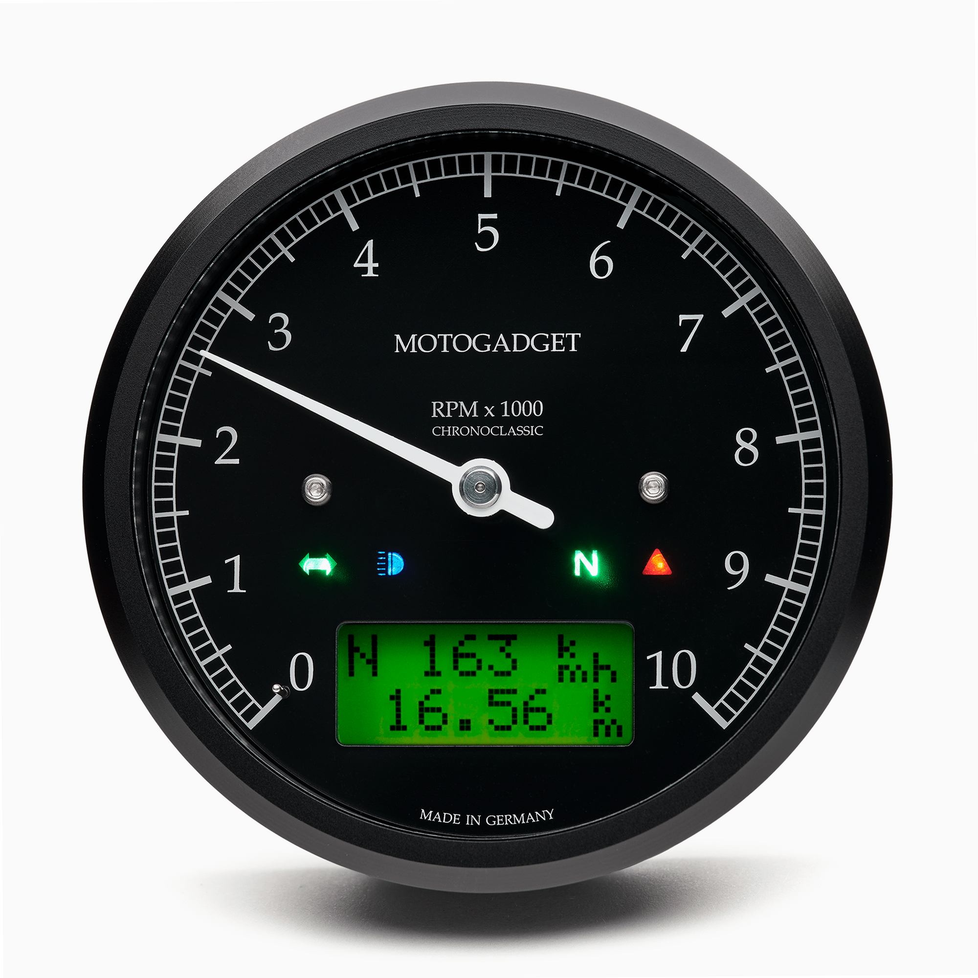 Motogadget Chronoclassic, Black Bezel, Green LCD